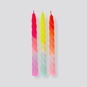 Shades of Fruit Salad Dip Dye Twisted Candles