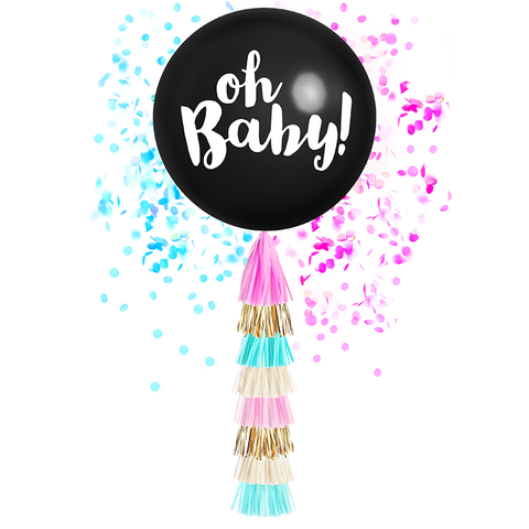 Oh Baby Gender Reveal! Jumbo Confetti Balloon & Tassel