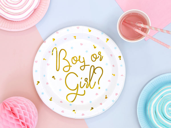 Gender Reveal Boy or Girl, 9inch Plates.