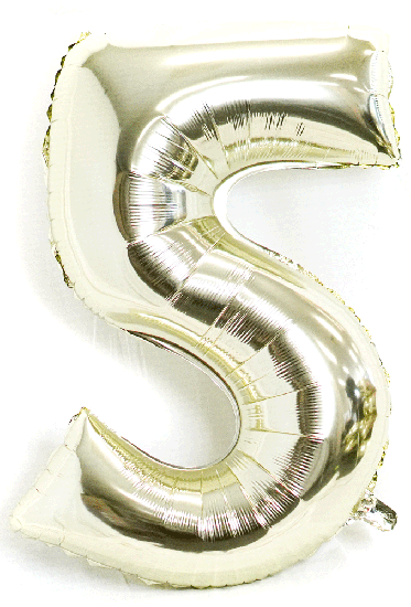White Gold 34" Foil Number Balloons
