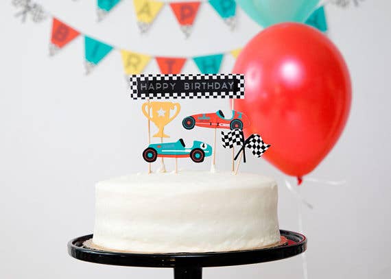 Vintage Race Car - Cupcake Toppers & Wrappers, 11pk