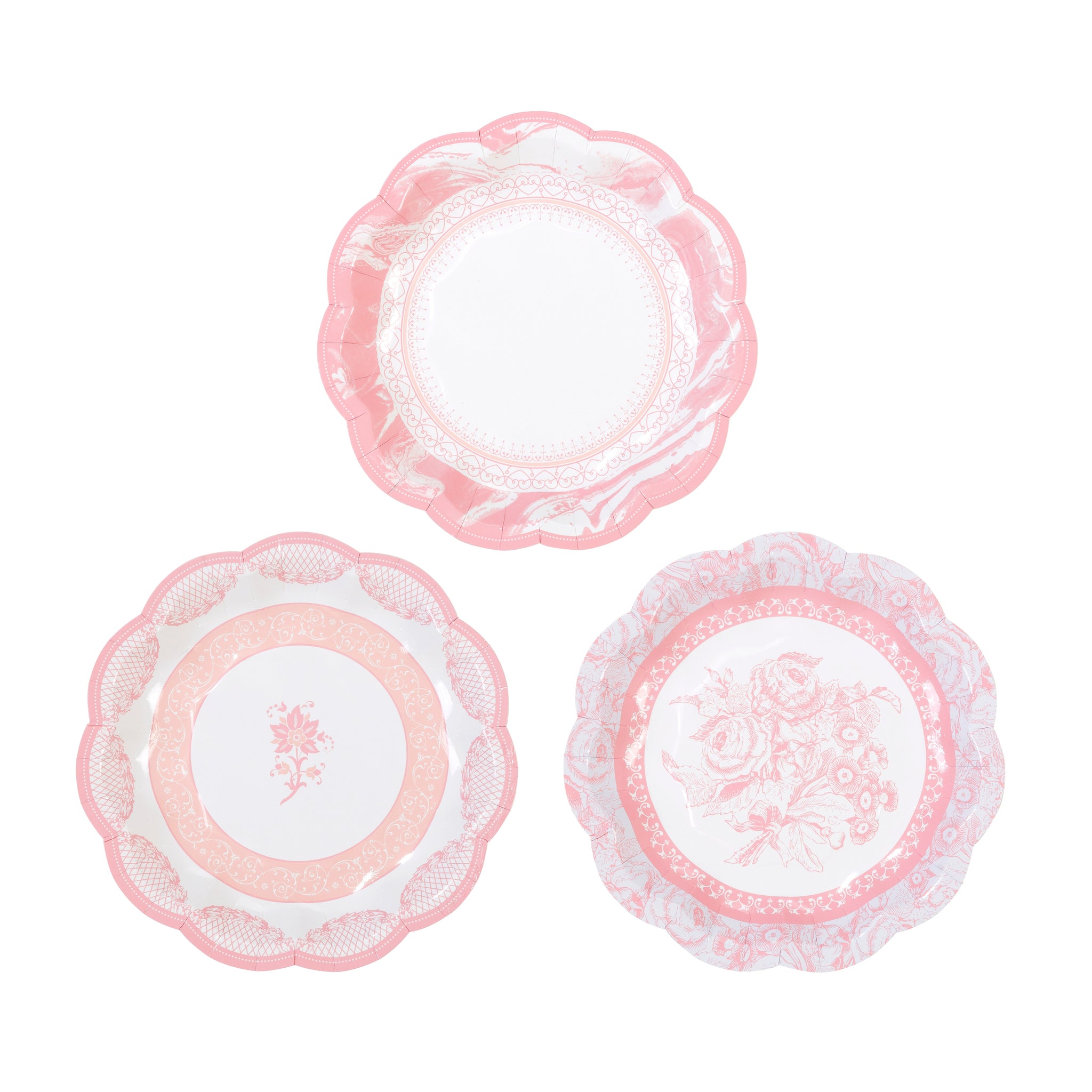 Party Porcelain Rose Scalloped Plate