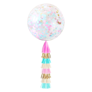 Gender Reveal Confetti Jumbo Balloon & Tassel Tail