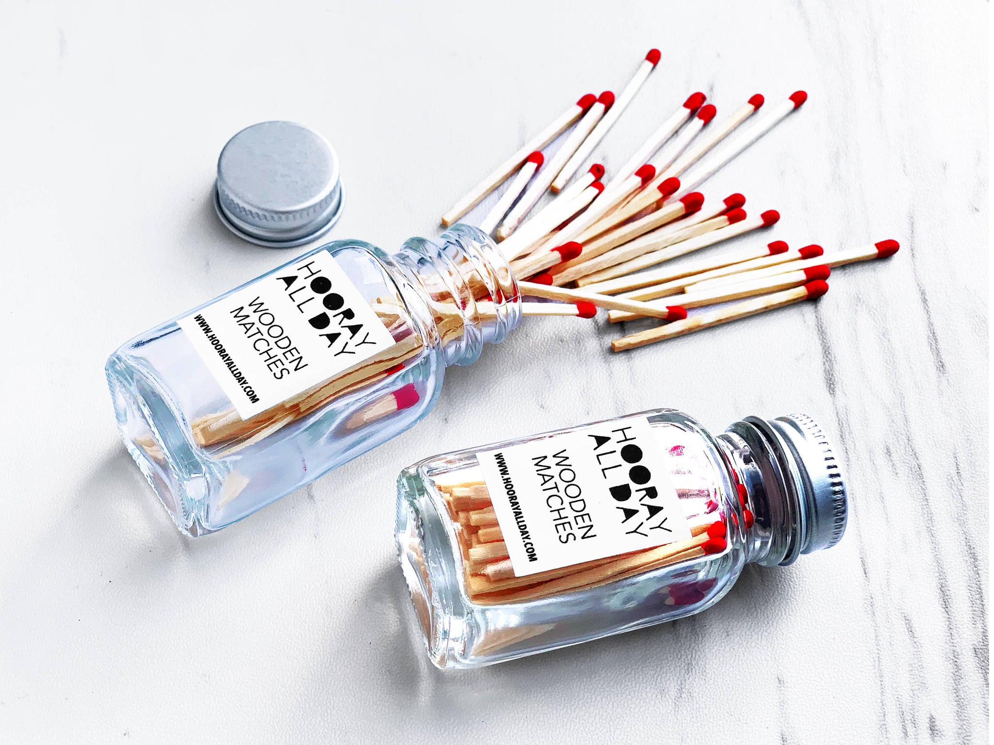 Colorful Wooden Matches In Little Glass Bottle