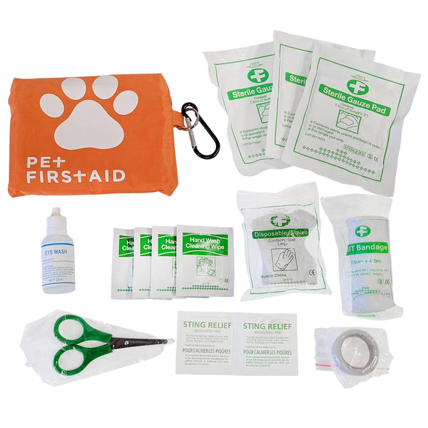 19 Piece Pet Travel First Aid Kit with Carabiner