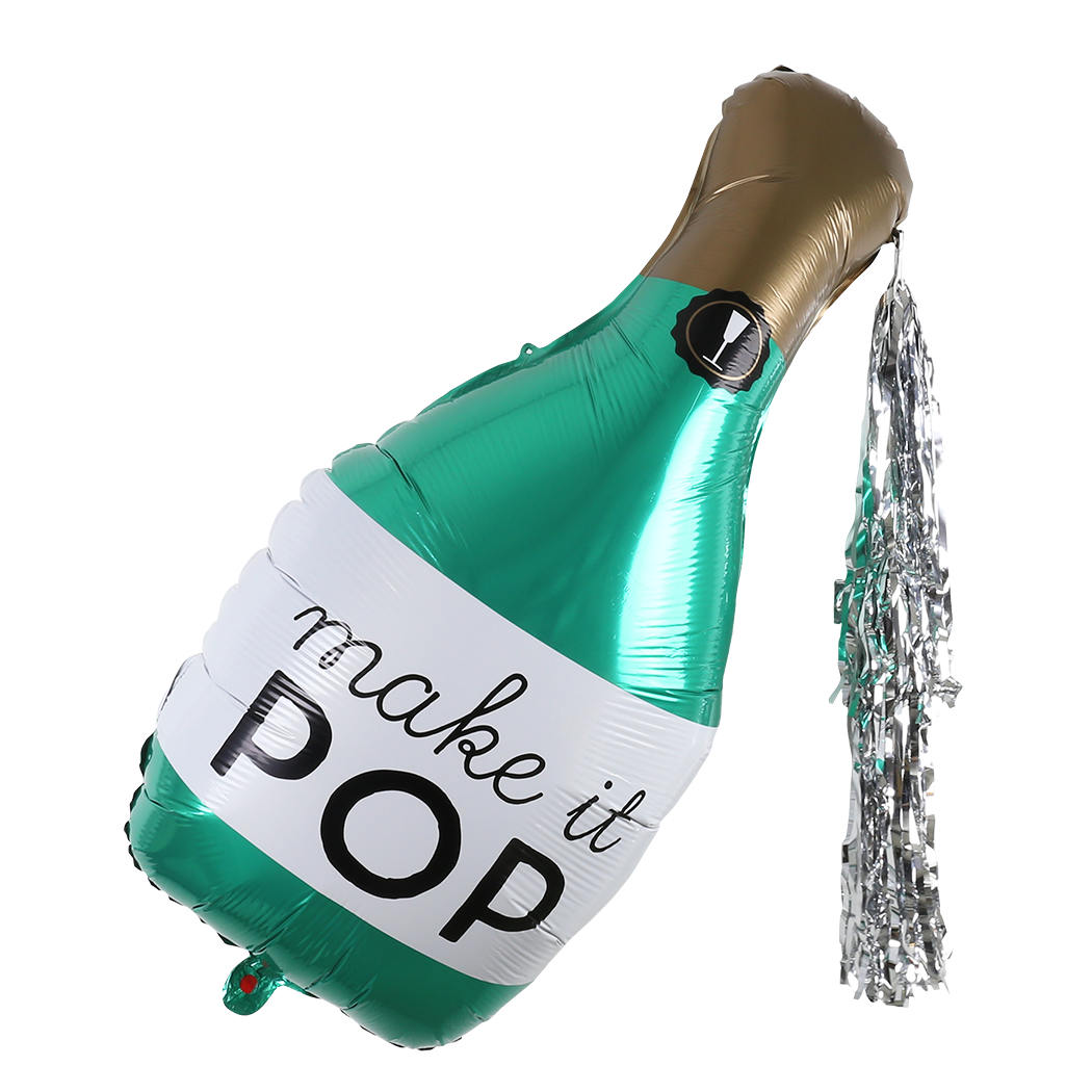 Champagne Bottle With Fringe Balloon - Foil