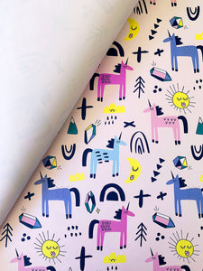 Unicorns Wrapping Paper (Pastels) / Gift Wrap Sheet