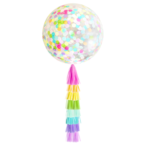 Rainbow Jumbo Confetti Balloon & Tassel Tail