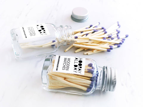 Colorful Wooden Matches In Little Glass Bottle