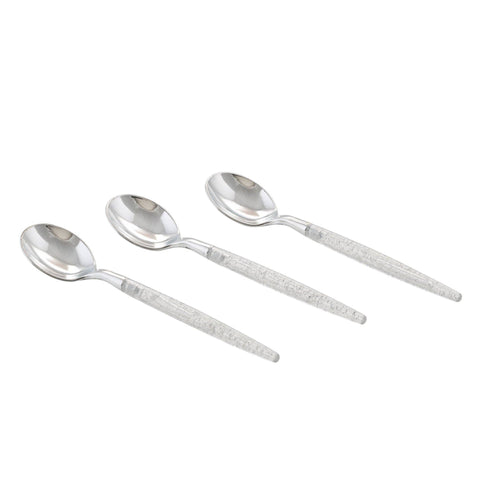 Silver Glitter Plastic Mini Spoons | 20 Spoons