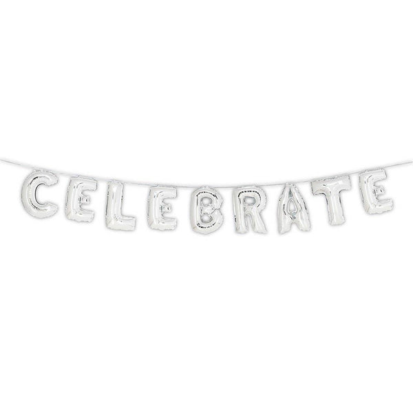 Celebrate - Silver Mylar Foil Letter Balloon