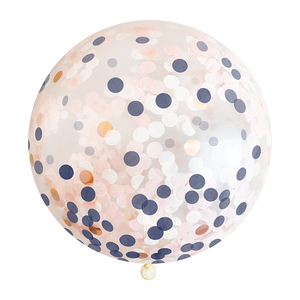 Navy, Blush & Rose Gold Jumbo Confetti Balloon