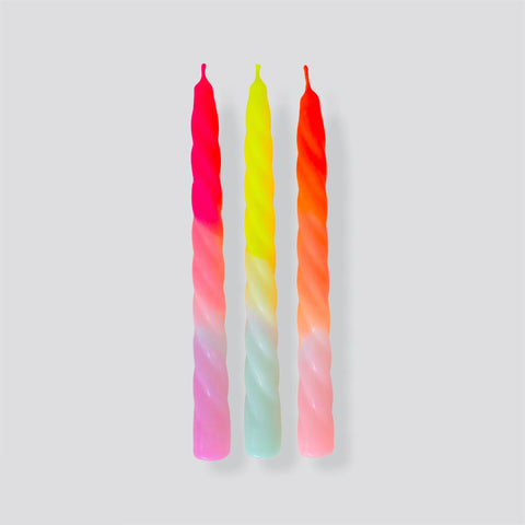 Shades of Fruit Salad Dip Dye Twisted Candles