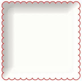 White/Red Scallop 7" Plate