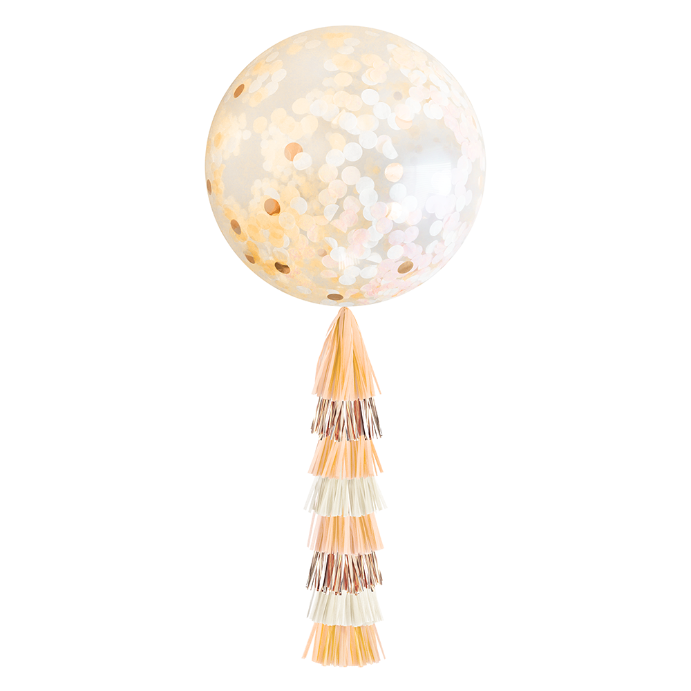 Peach & Rose Gold Jumbo Confetti Balloon & Tassel Tail