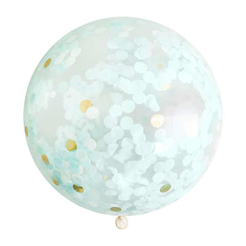 Light Blue & Gold Jumbo Confetti Balloon