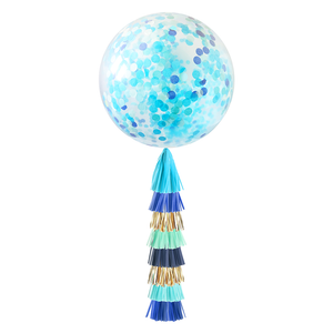 Blue Party Jumbo Confetti Balloon & Tassel Tail