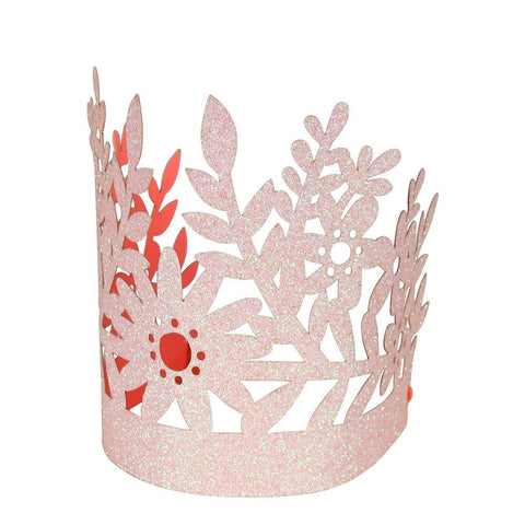 Pink Glitter Party Crowns (set of 8)