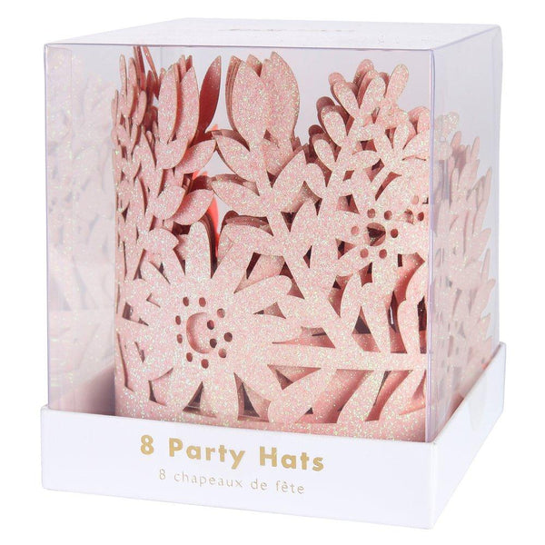 Pink Glitter Party Crowns (set of 8)