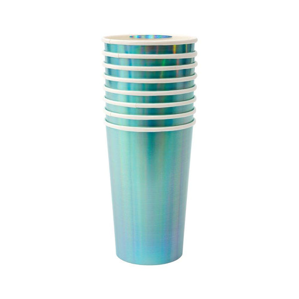Blue Holographic Highball Cups (set of 8)