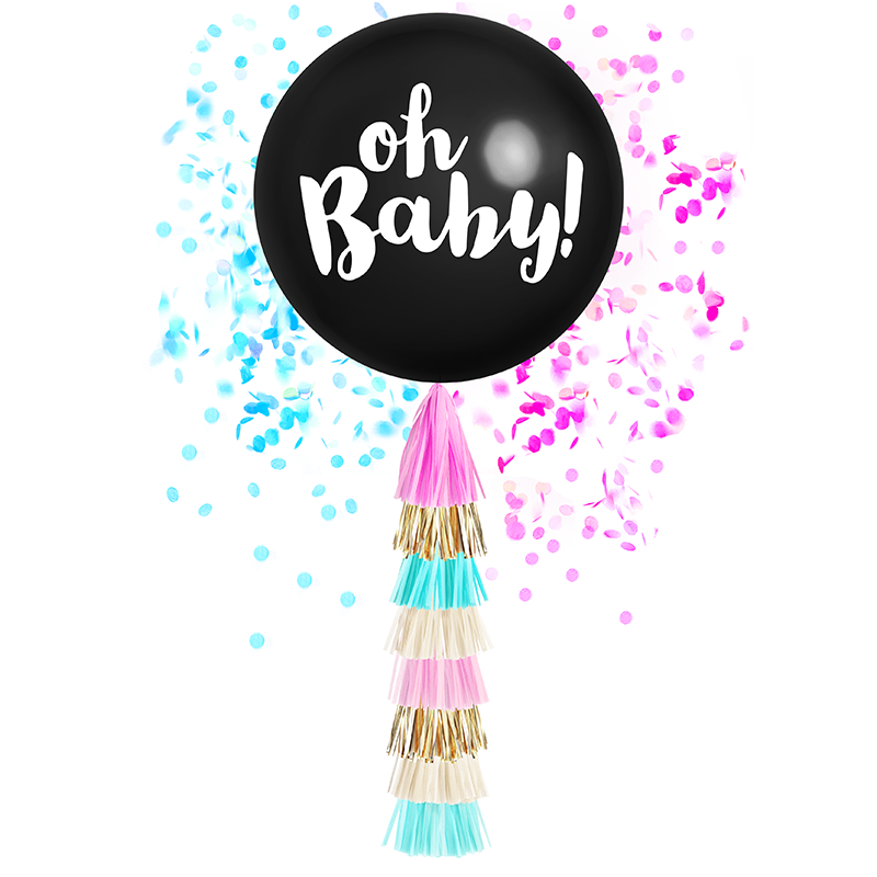 Oh Baby Gender Reveal! Jumbo Confetti Balloon & Tassel