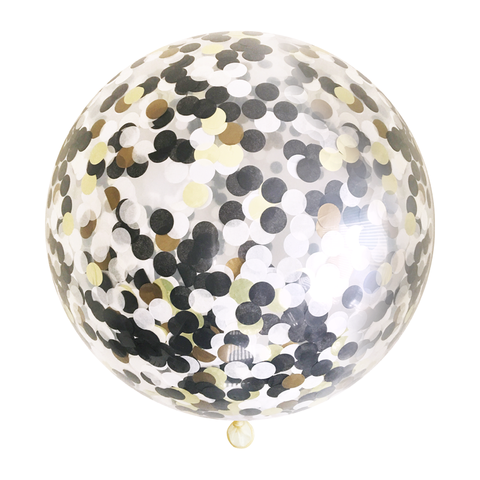 Black, White & Gold Jumbo Confetti Balloon