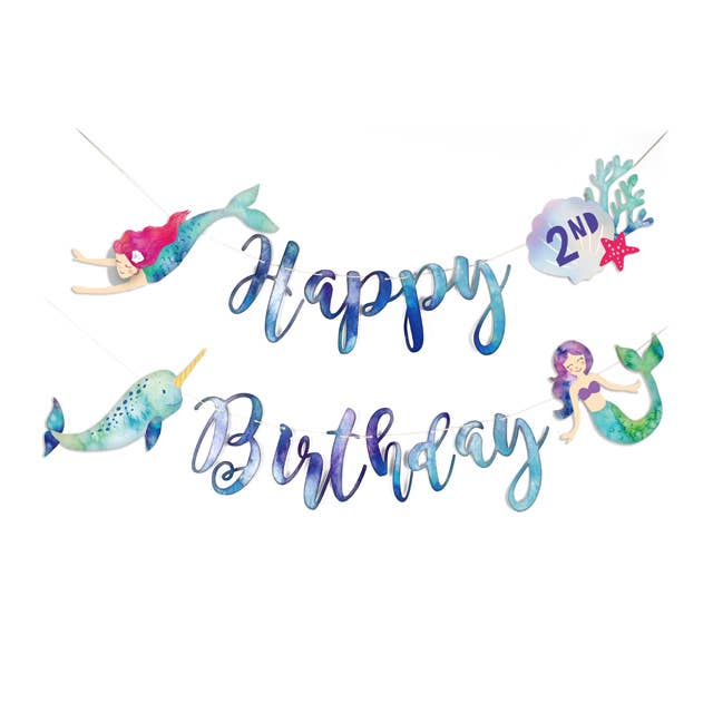 Mermaid and Narwhal Party - Birthday Banner