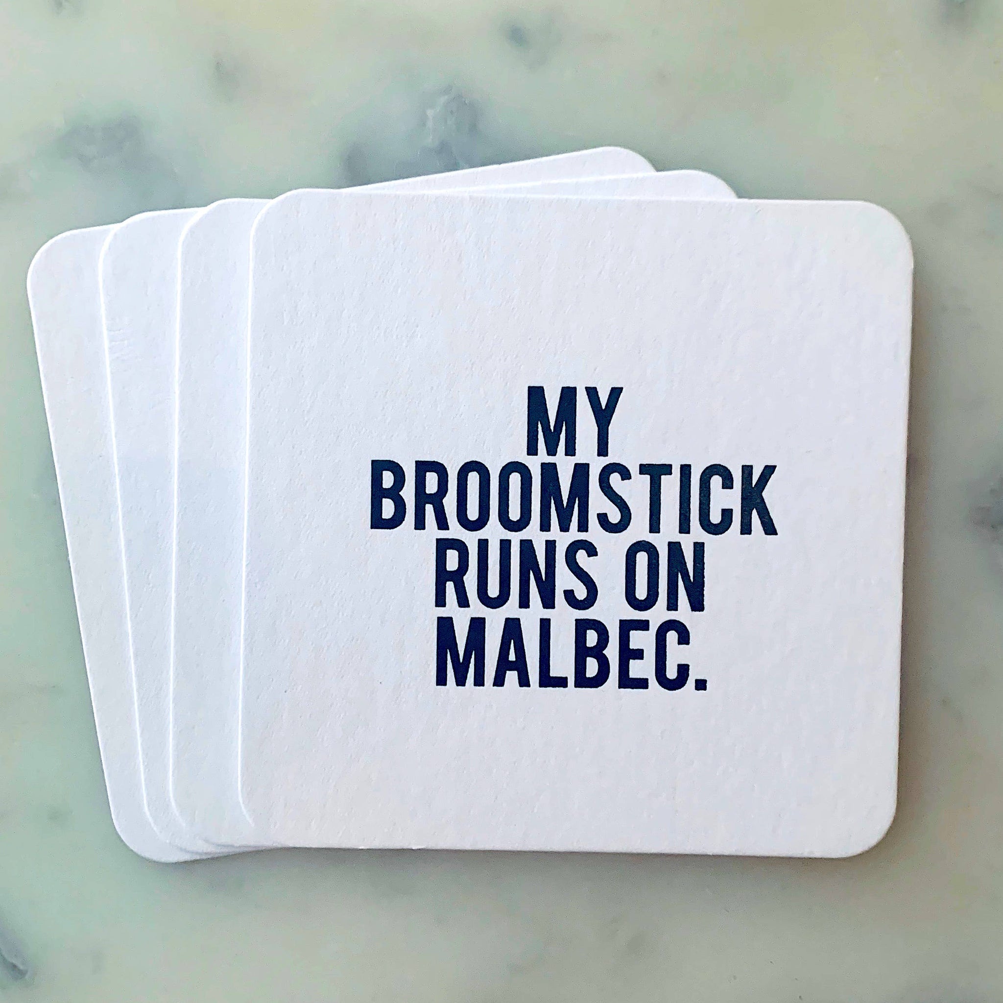Broomstick Runs on Malbec Halloween Coasters