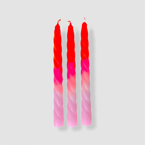 Shades of Melon Dip Dye Twisted Candles