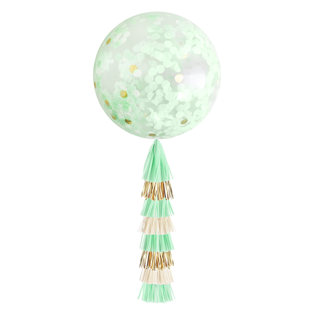 Mint & Gold Jumbo Confetti Balloon & Tassel Tail