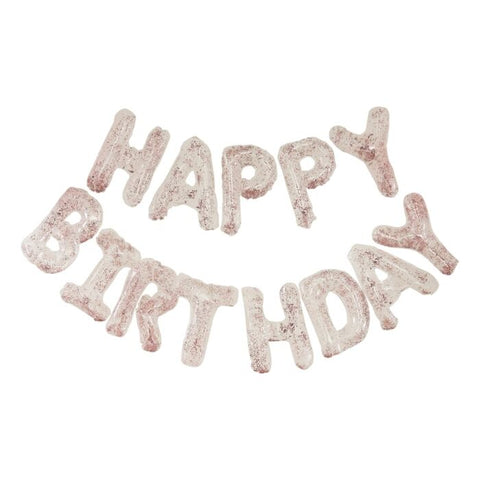 Clear Foil & Confetti Happy Birthday Balloons Banner