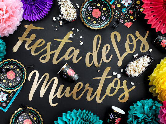 Banner Dia de Los Muertos - Fiesta de Los Muertos, gold, 22x160cm