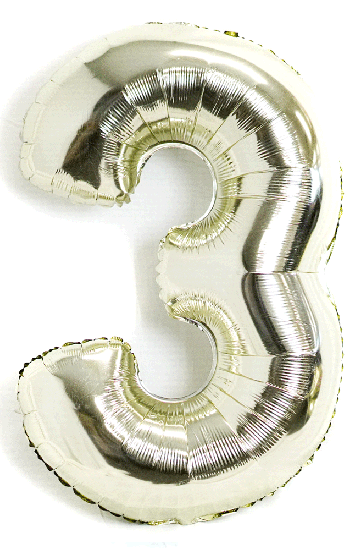 White Gold 34" Foil Number Balloons